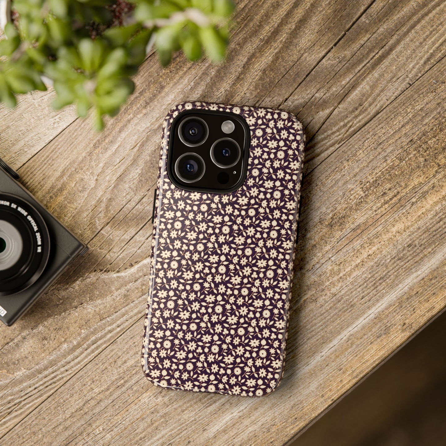 Coffee and Cream Vintage Floral Pattern iPhone Case