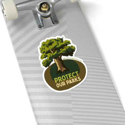 Green Tree Protect Our Parks Sticker (4 sizes)