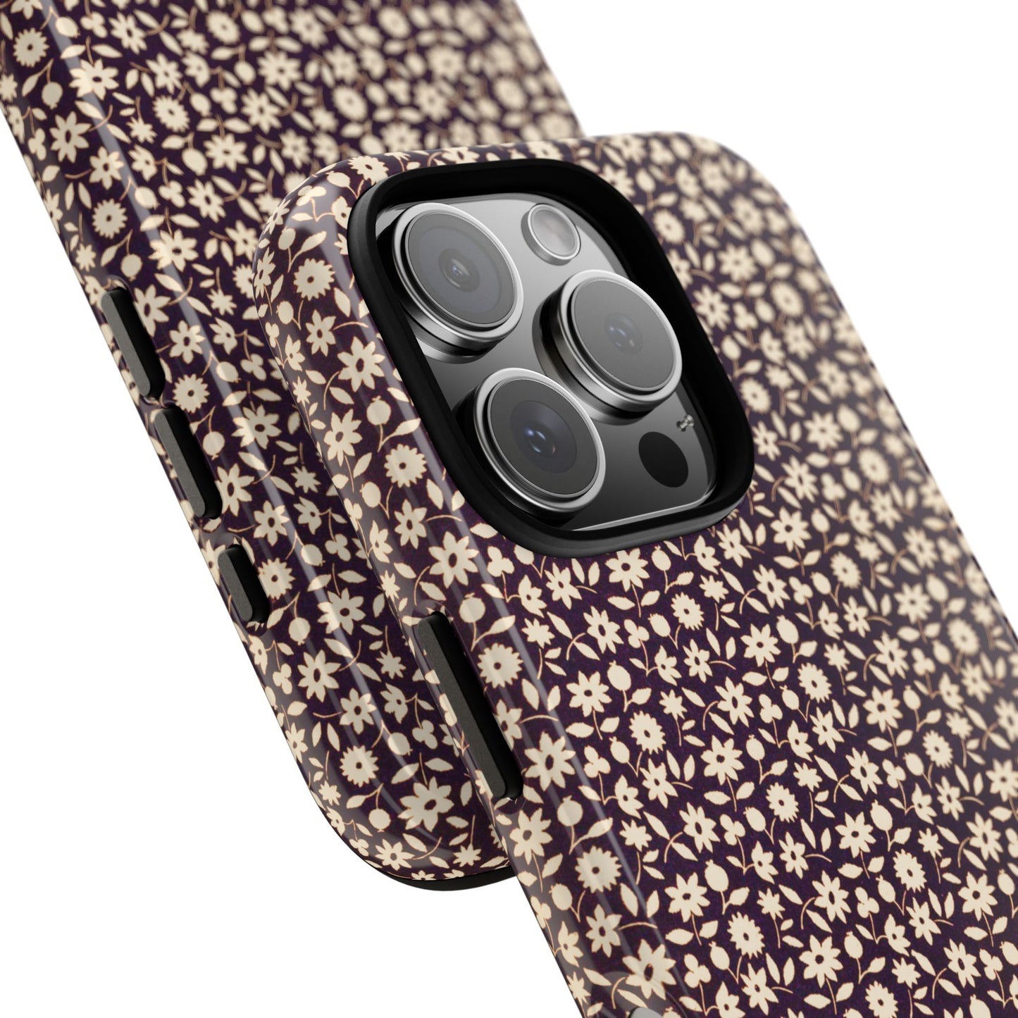 Coffee and Cream Vintage Floral Pattern iPhone Case