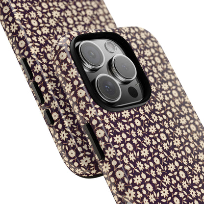 Coffee and Cream Vintage Floral Pattern iPhone Case