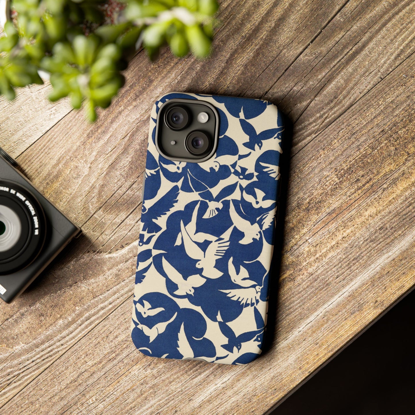 Blue Sky Birds Flying Retro iPhone Case