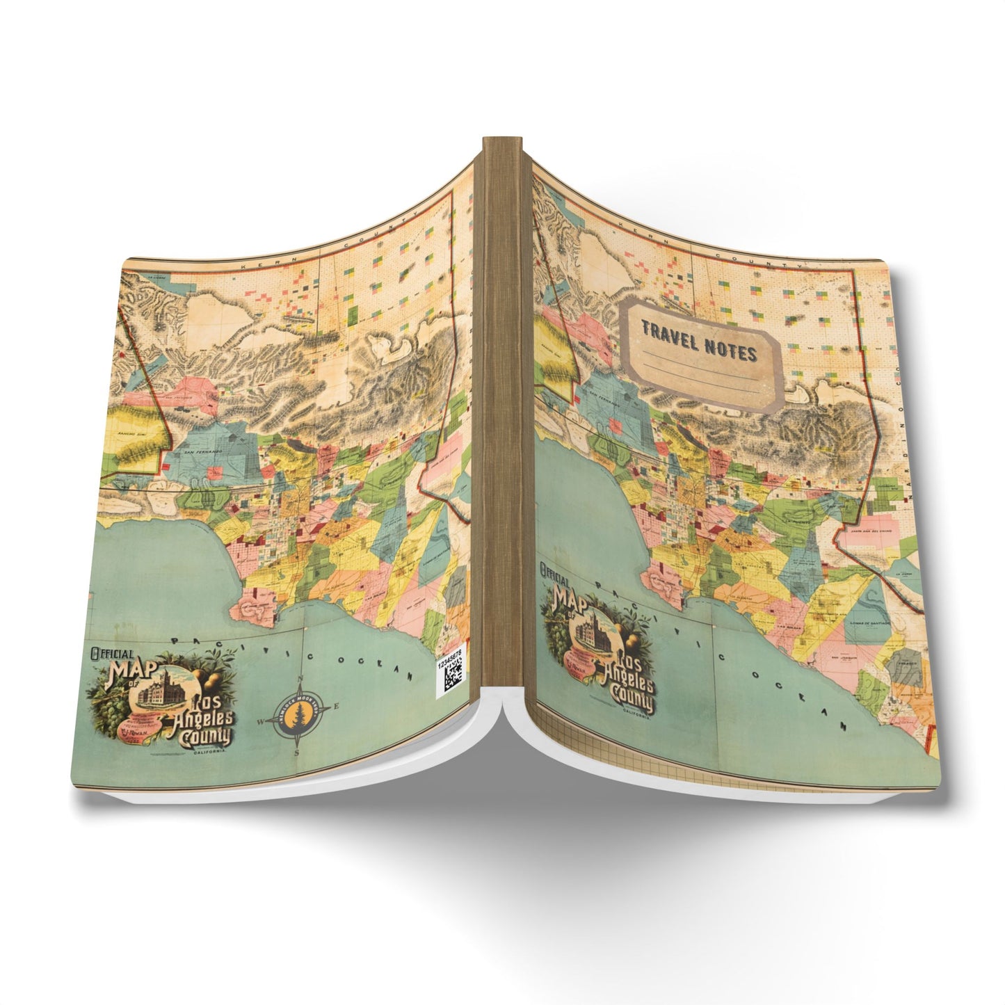 Los Angeles County Vintage Map | Softcover Travel Journal with Inside Illustrations