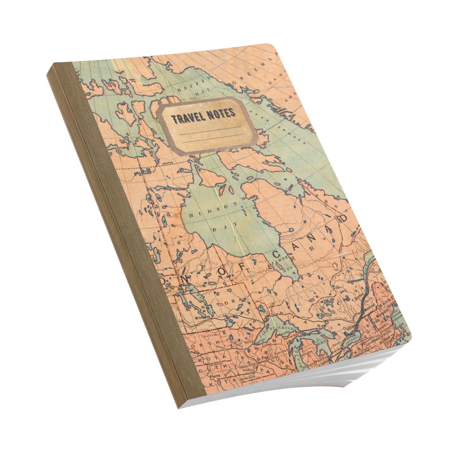 North America Vintage Map |  Softcover Travel Journal with Inside Illustrations