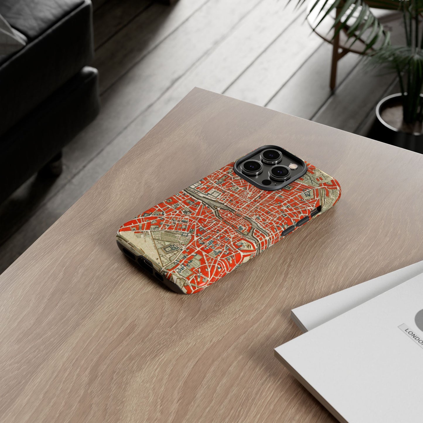 Retro Red Paris Map iPhone Case