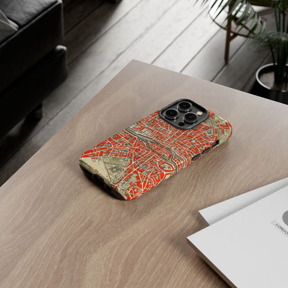 Retro Red Paris Map iPhone Case
