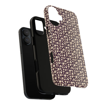 Coffee and Cream Vintage Floral Pattern iPhone Case