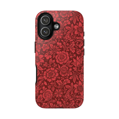Vintage Crimson Floral Botanical iPhone Case