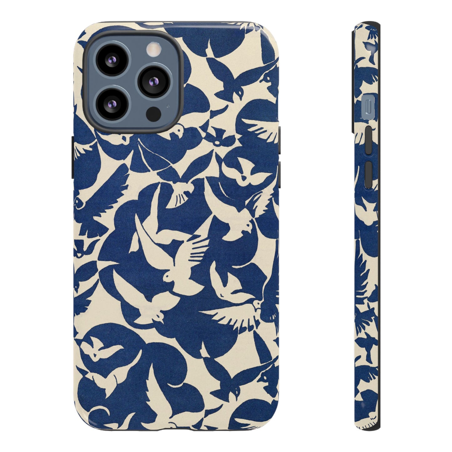 Blue Sky Birds Flying Retro iPhone Case