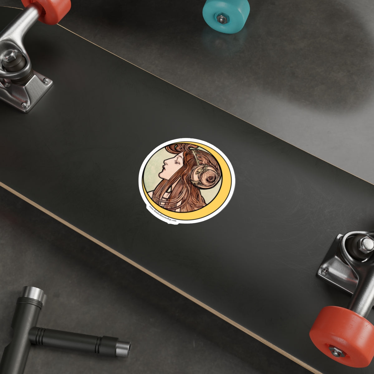 Crescent Moon Art Nouveau Sticker :: All-Weather, Water-Resistant Vinyl (5 sizes)