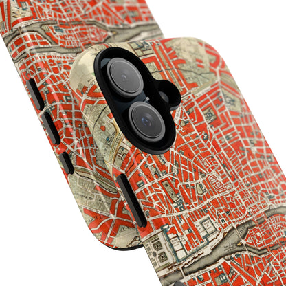 Retro Red Paris Map iPhone Case