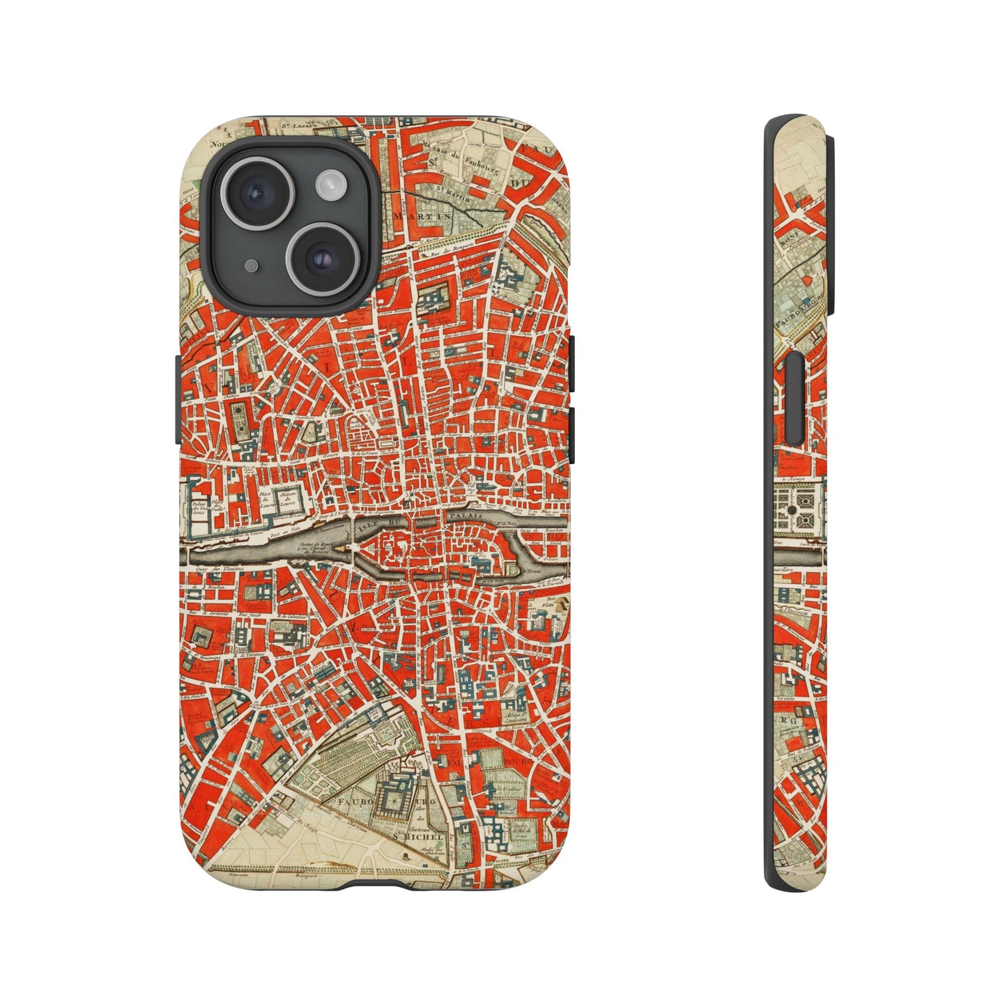 Retro Red Paris Map iPhone Case