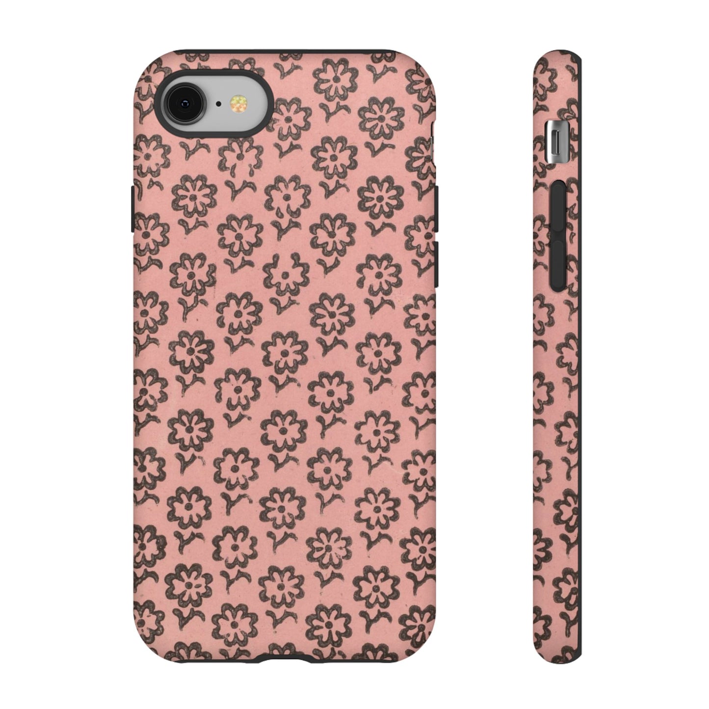 Dutch Pink & Brown Scattered Pattern Floral iPhone Case