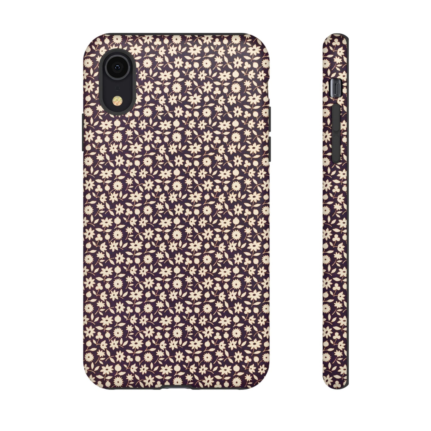 Coffee and Cream Vintage Floral Pattern iPhone Case