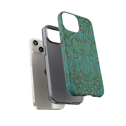 Aqua & Olive Oak Pattern by William Morris iPhone Case
