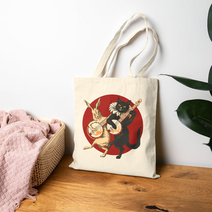 Black Cat & White Rabbit | Dueling Banjos Tote Bag