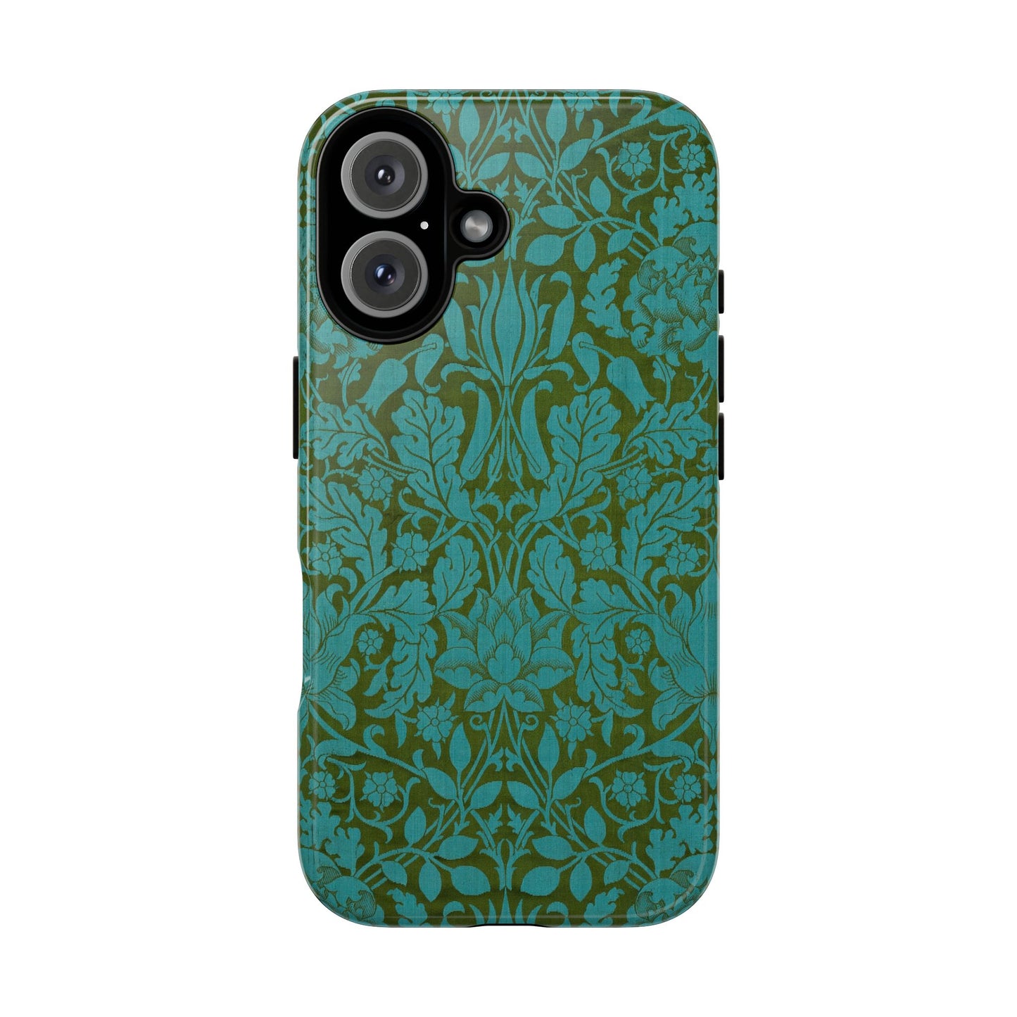 Aqua & Olive Oak Pattern by William Morris iPhone Case
