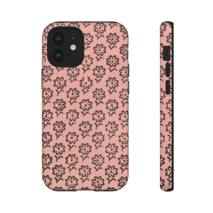Dutch Pink & Brown Scattered Pattern Floral iPhone Case