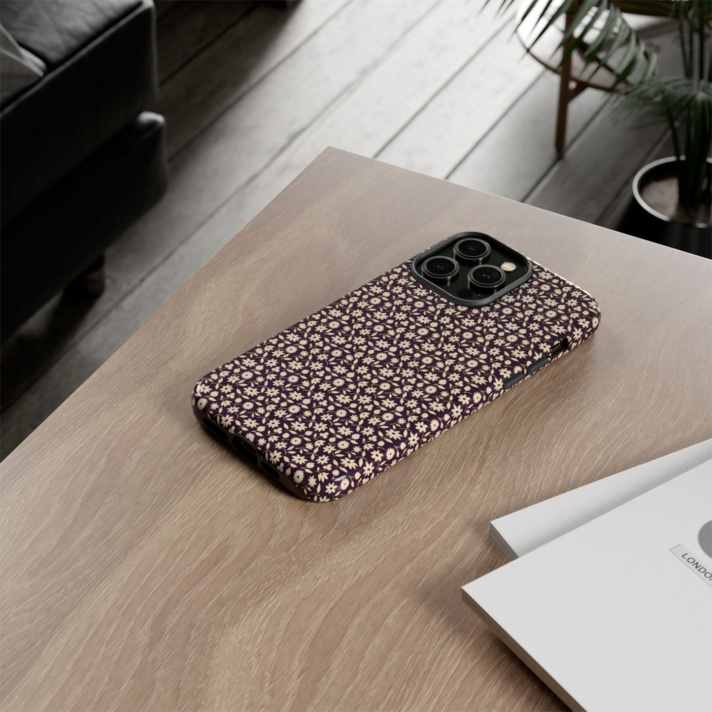 Coffee and Cream Vintage Floral Pattern iPhone Case