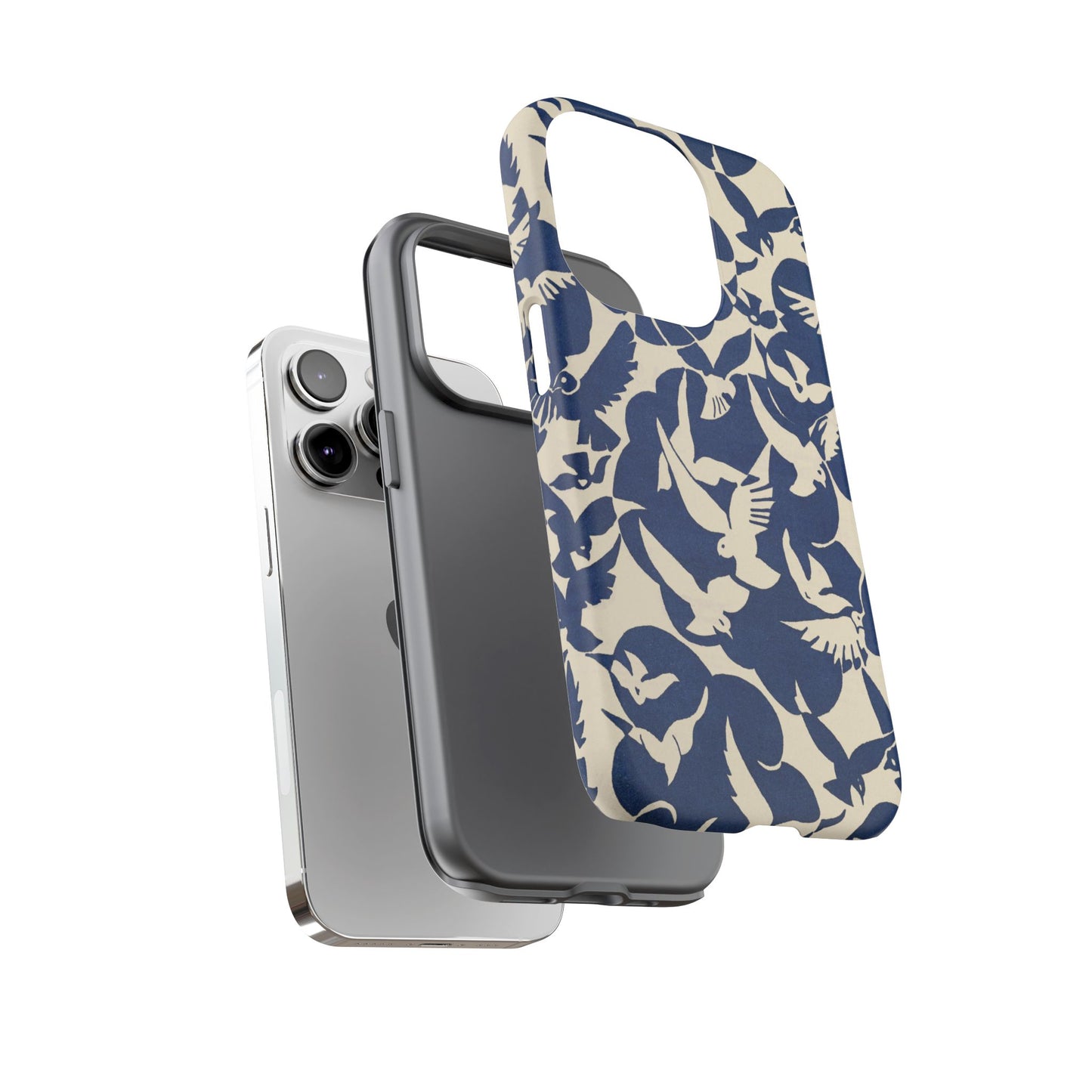 Blue Sky Birds Flying Retro iPhone Case
