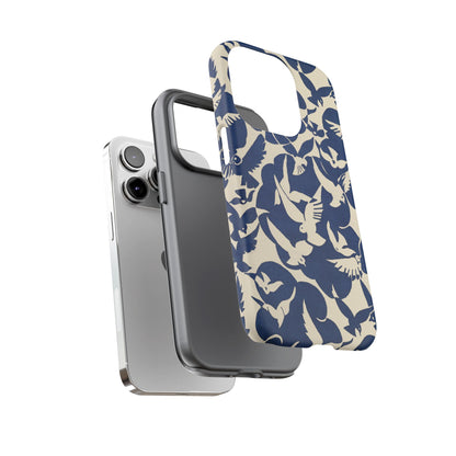 Blue Sky Birds Flying Retro iPhone Case