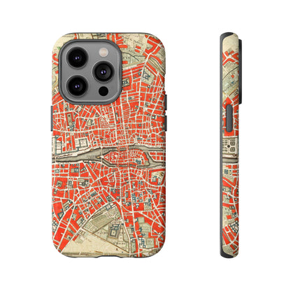 Retro Red Paris Map iPhone Case