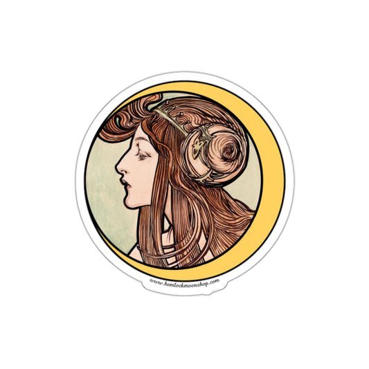 Crescent Moon Art Nouveau Sticker :: All-Weather, Water-Resistant Vinyl (5 sizes)