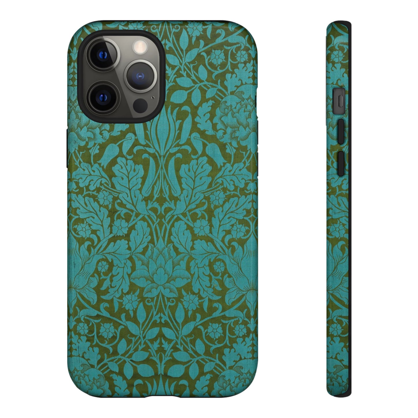 Aqua & Olive Oak Pattern by William Morris iPhone Case