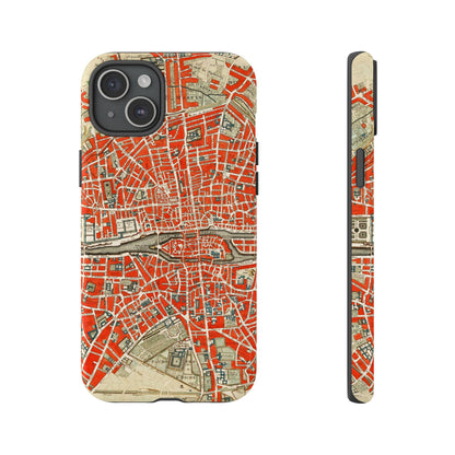 Retro Red Paris Map iPhone Case