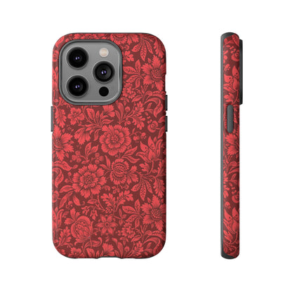 Vintage Crimson Floral Botanical iPhone Case