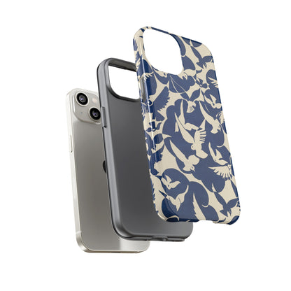 Blue Sky Birds Flying Retro iPhone Case