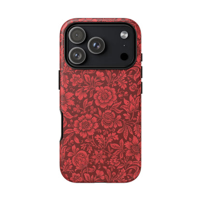 Vintage Crimson Floral Botanical iPhone Case