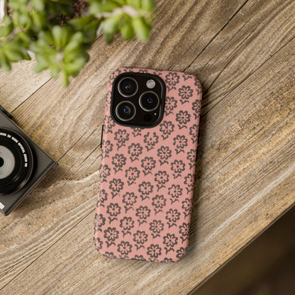 Dutch Pink & Brown Scattered Pattern Floral iPhone Case