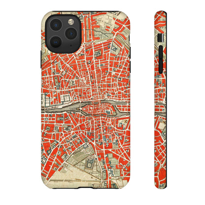 Retro Red Paris Map iPhone Case
