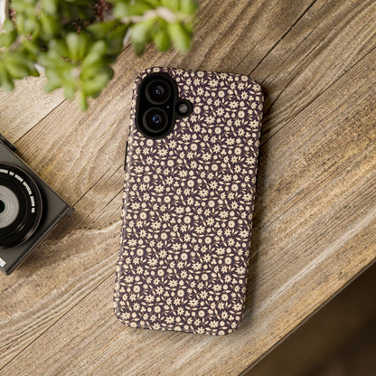 Coffee and Cream Vintage Floral Pattern iPhone Case