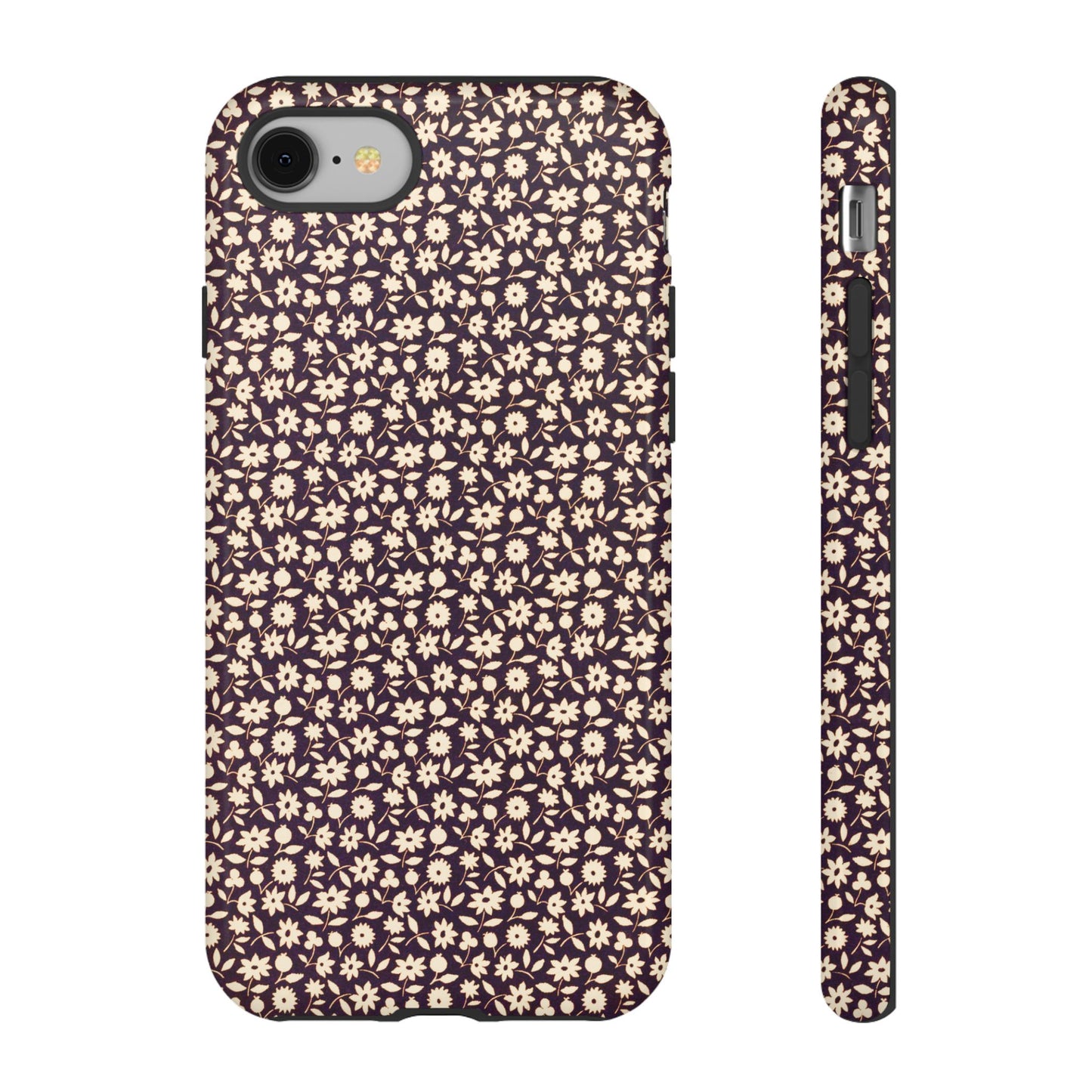 Coffee and Cream Vintage Floral Pattern iPhone Case