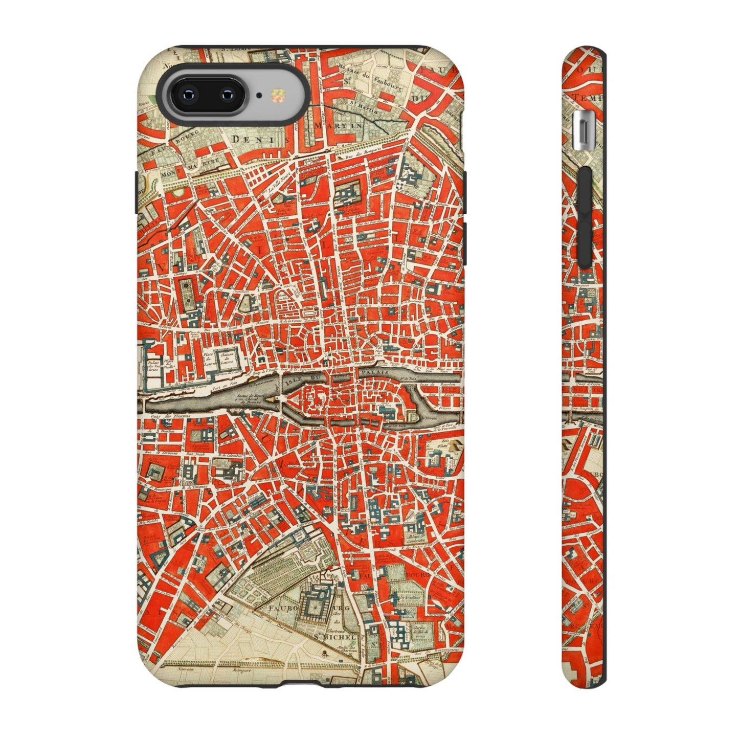 Retro Red Paris Map iPhone Case